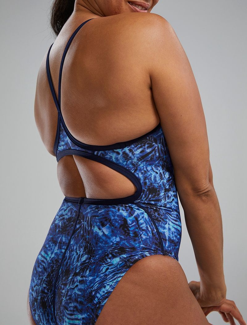 Navy / Blue Tyr Durafast Elite® Diamond Controlfit Expression Women's One Piece Swimsuits | US-UNBE07926