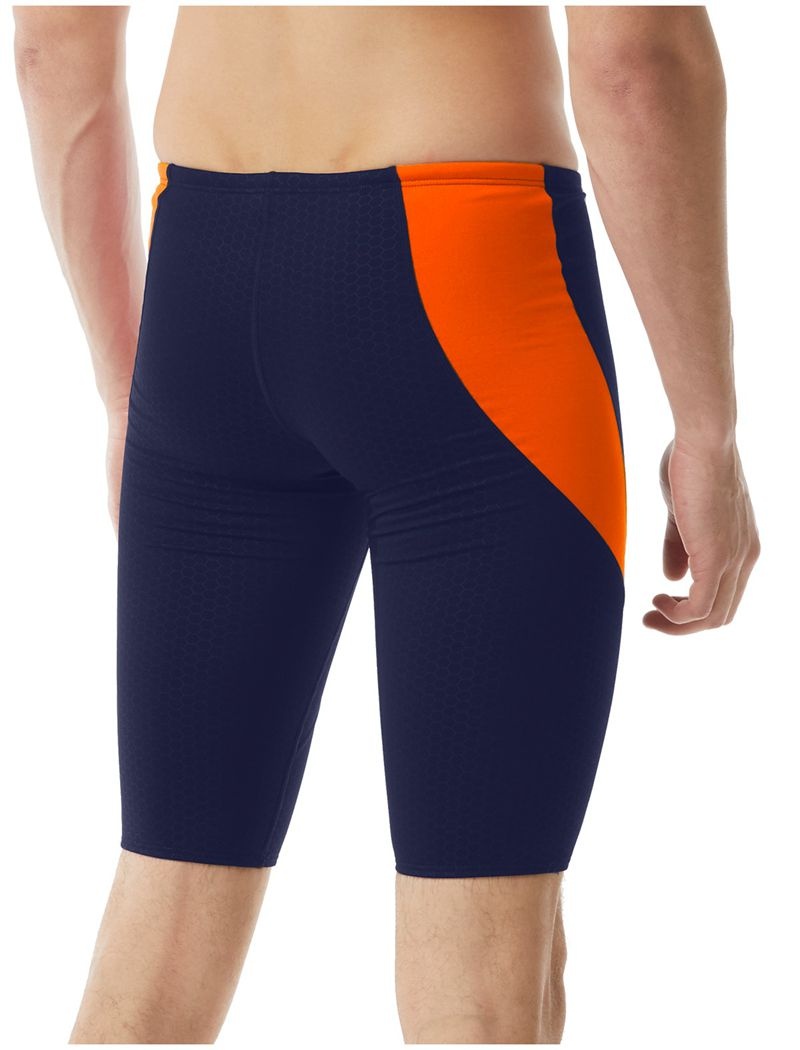 Navy / Orange Tyr Durafast Elite® Curve Splice Jammer Hexa Men's Swimsuit | US-SUFP84613