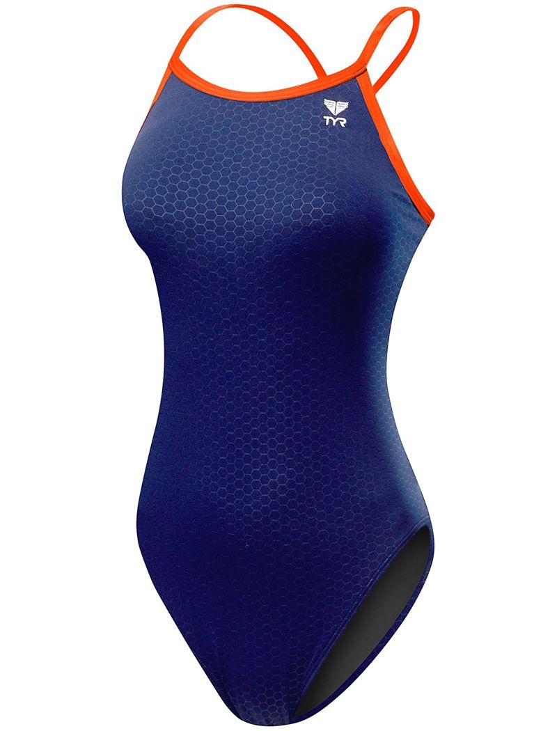 Navy / Orange Tyr Durafast Elite® Diamondfit Hexa Women's Swimsuit | US-AGTE19830