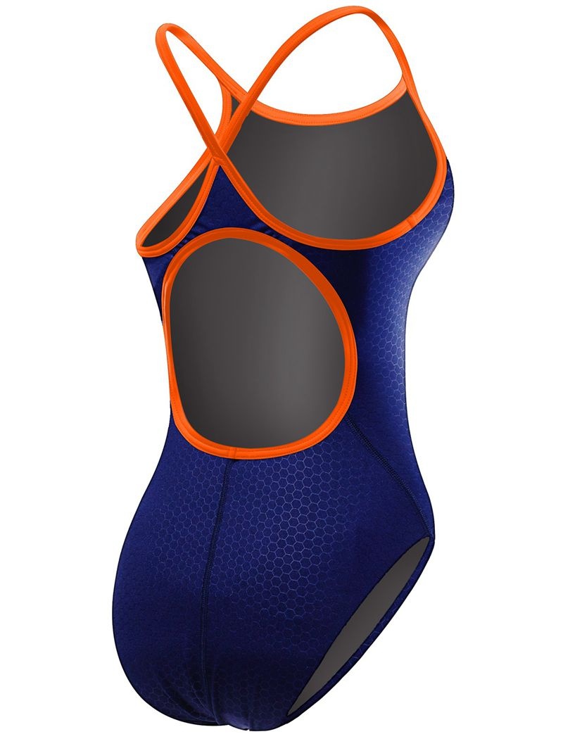 Navy / Orange Tyr Durafast Elite® Diamondfit Hexa Women's Swimsuit | US-AGTE19830