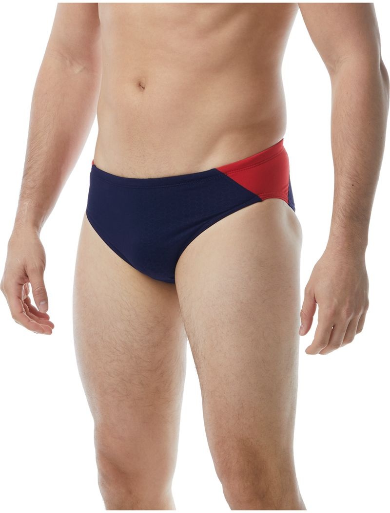 Navy / Red Tyr Durafast Elite® Blade Splice Hexa Men\'s Swimsuit | US-MOXK30541