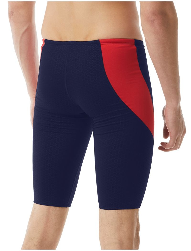 Navy / Red Tyr Durafast Elite® Curve Splice Jammer Hexa Men's Swimsuit | US-GIYJ36051