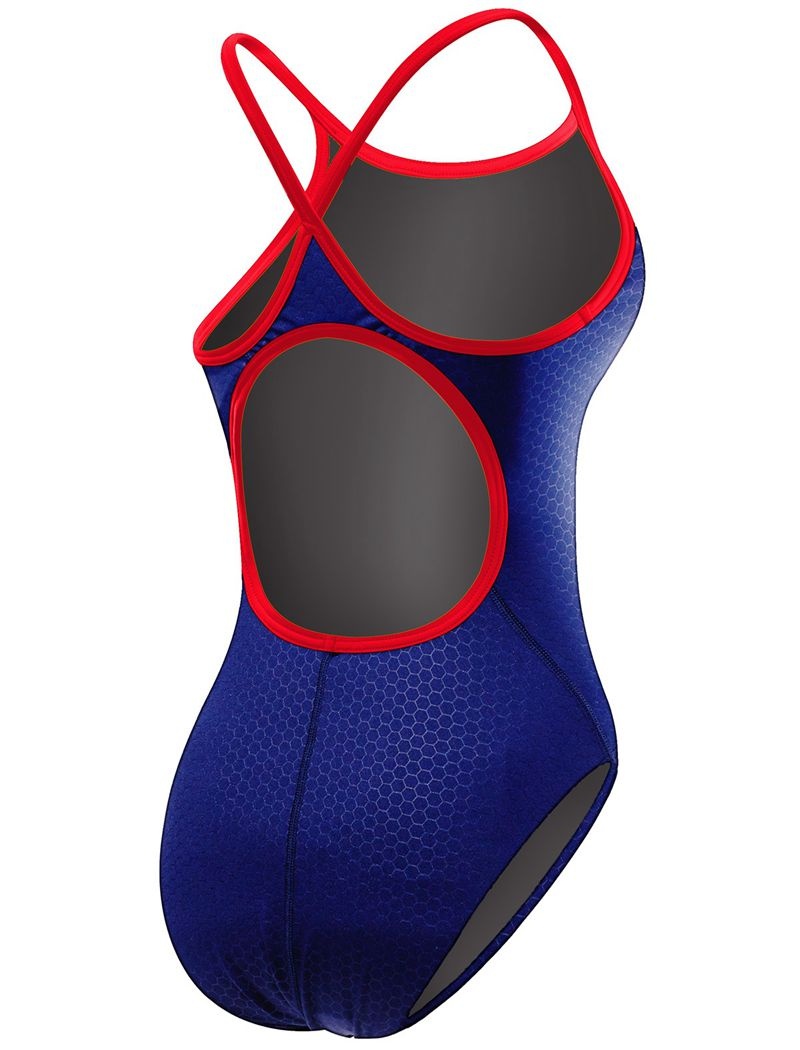 Navy / Red Tyr Durafast Elite® Diamondfit Hexa Women's Swimsuit | US-ZEXR14097