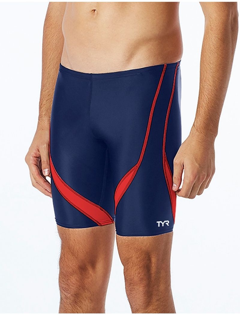 Navy / Red Tyr Tyreco™ Alliance Jammer Splice Men\'s Swimsuit | US-TNOC62859