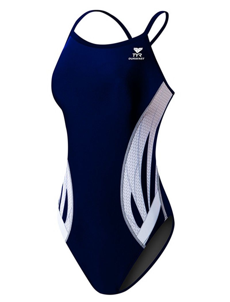 Navy / White Tyr Durafast Elite® Diamondfit Phoenix Women\'s Swimsuit | US-CAUP02569