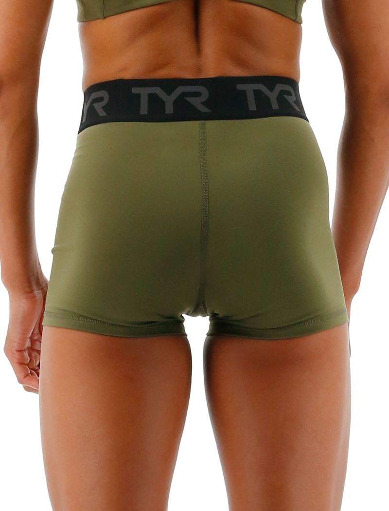 Olive Tyr Base Kinetic™ 2 Mid-rise Logo Women's Shorts | US-ZPYJ20983