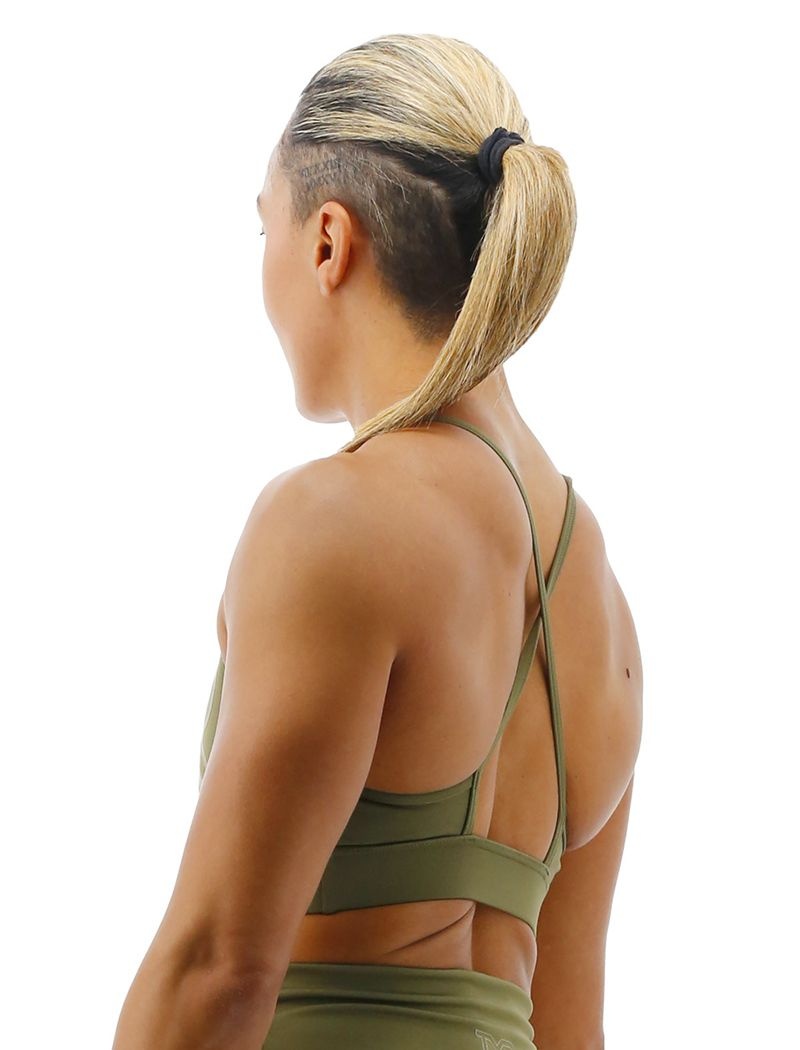 Olive Tyr Base Kinetic™ High Neck Big Logo Women's Sports Bra | US-HPSV31892