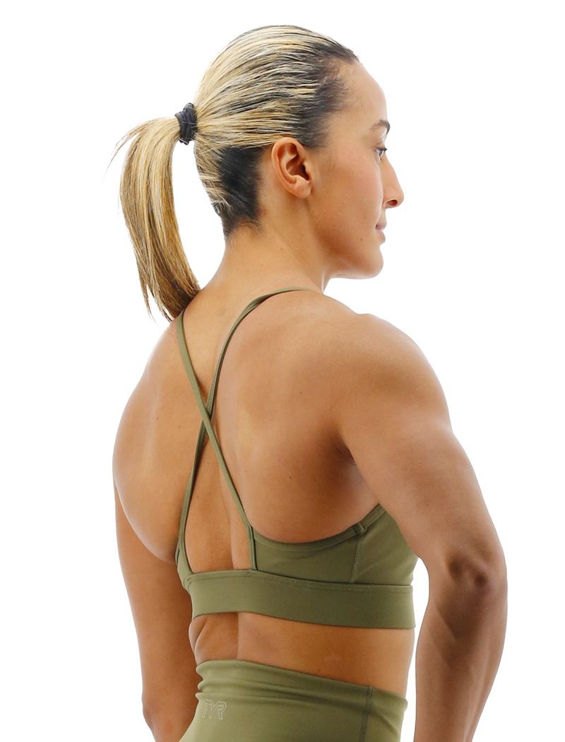 Olive Tyr Base Kinetic™ High Neck Big Logo Women's Sports Bra | US-HPSV31892