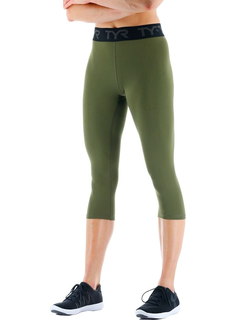 Olive Tyr Base Kinetic™ Mid-rise Logo 18 Women's Leggings | US-PTKV58691