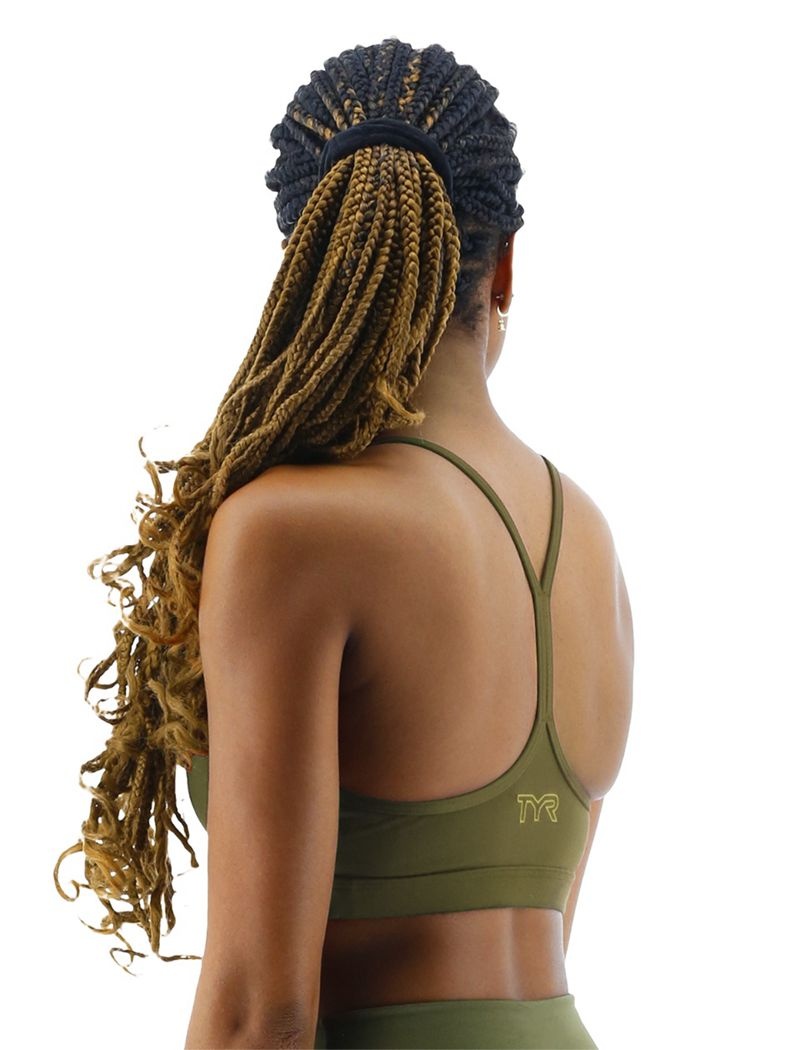 Olive Tyr Base Kinetic™ V-neck Women's Sports Bra | US-LHOJ80714