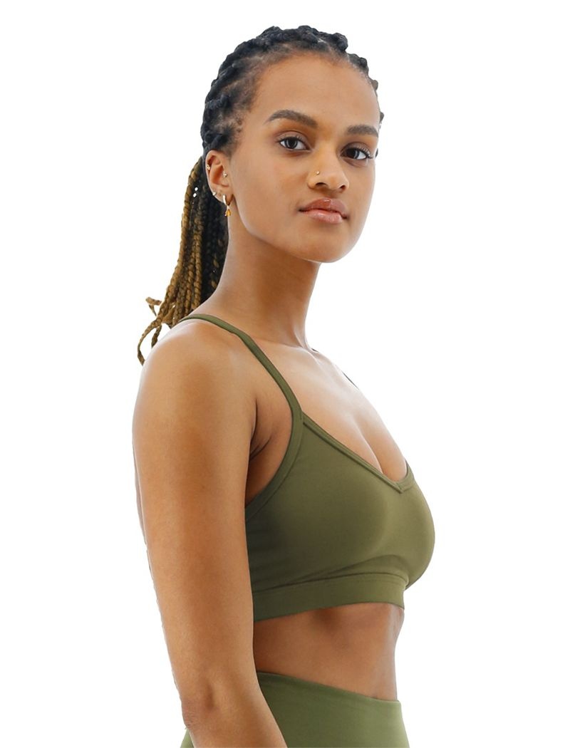 Olive Tyr Base Kinetic™ V-neck Women's Sports Bra | US-LHOJ80714