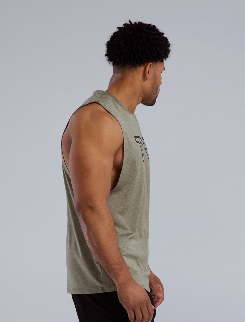 Olive Tyr Climadry™ Big Logo Tech Men's Tanks | US-VKPM81526