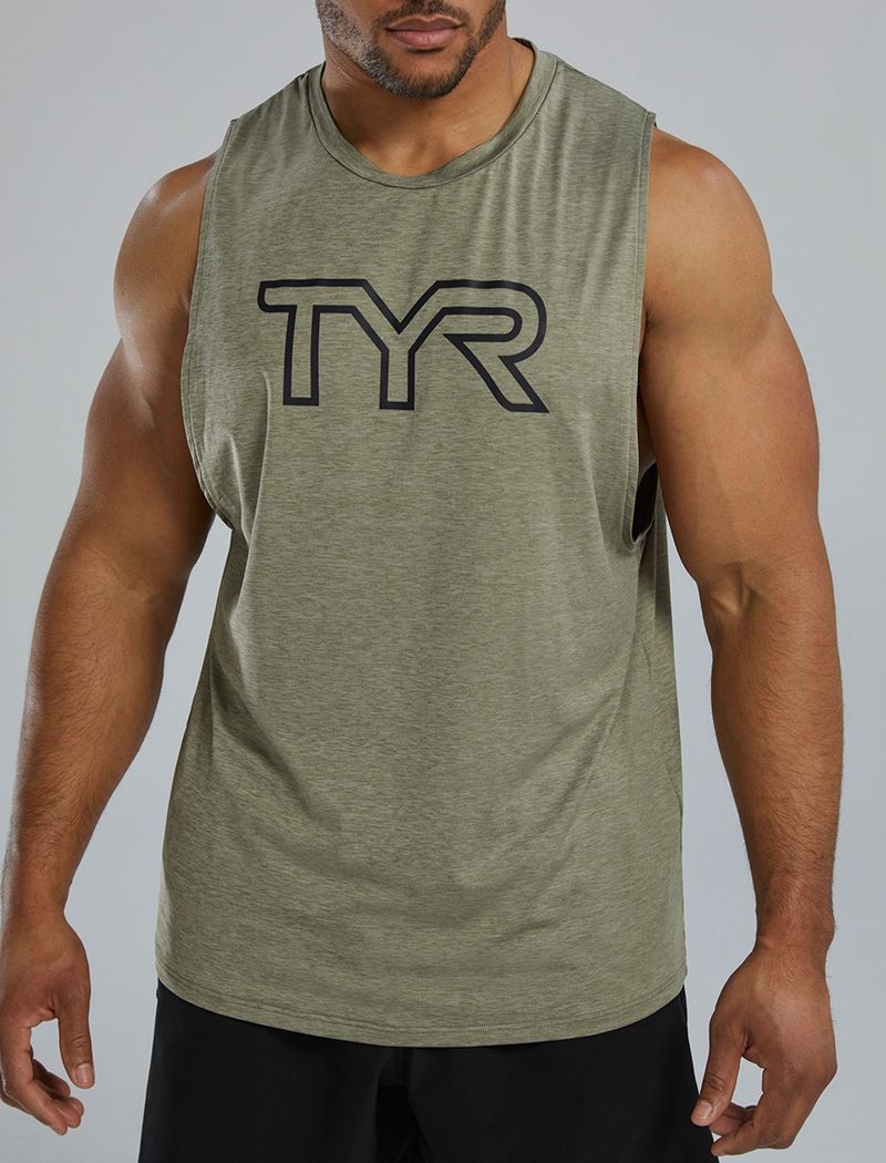 Olive Tyr Climadry™ Big Logo Tech Men's Tanks | US-VKPM81526