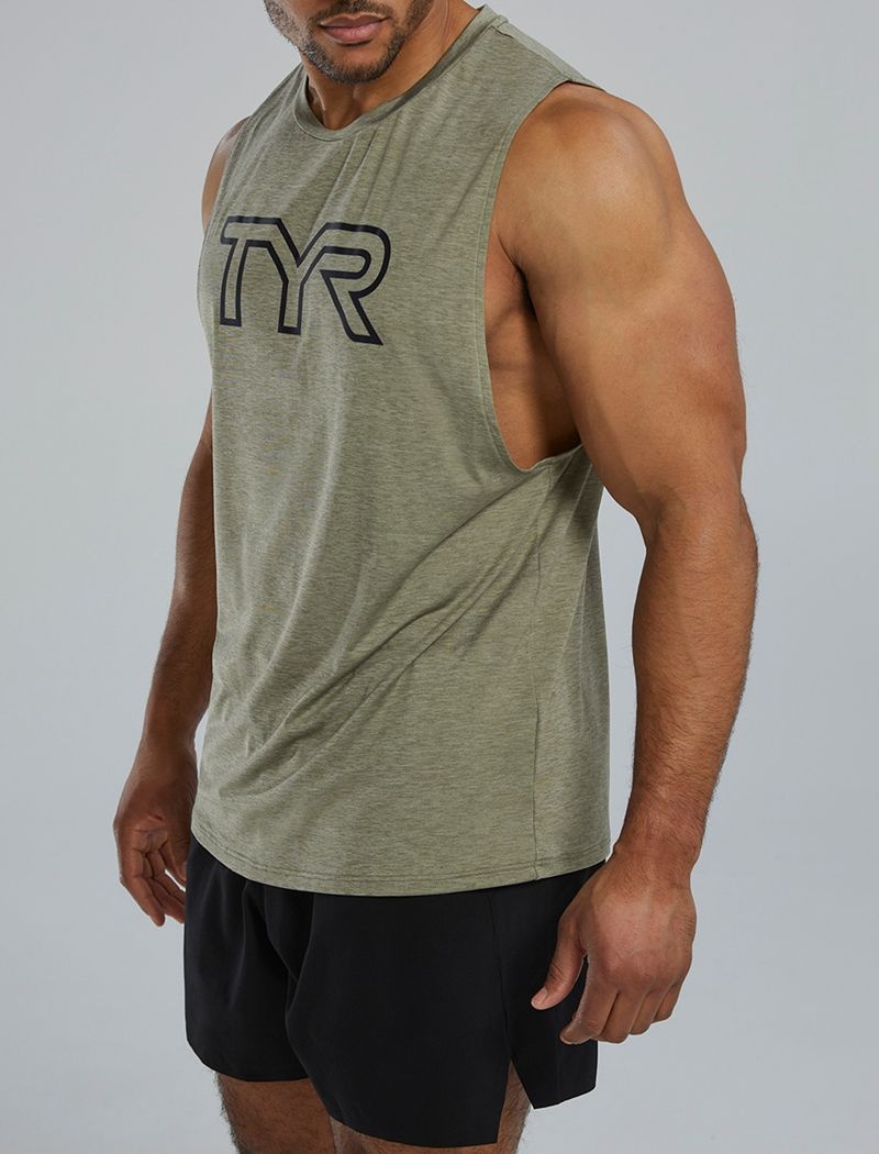 Olive Tyr Climadry™ Big Logo Tech Men's Tanks | US-VKPM81526