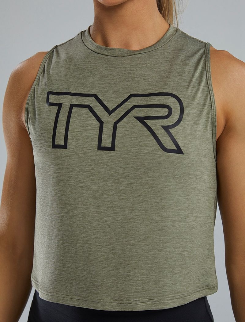 Olive Tyr Climadry™ Cropped Tech Women's Tanks | US-BMHI70152