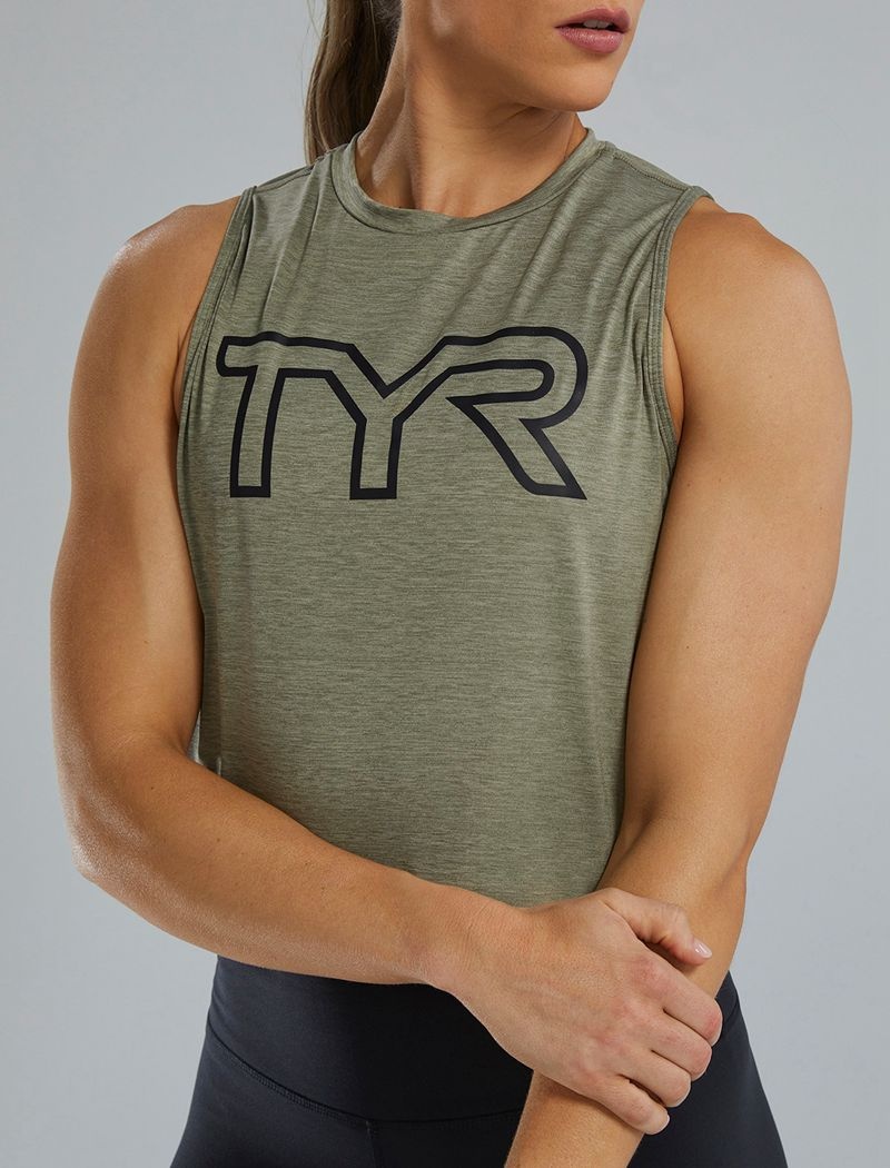 Olive Tyr Climadry™ Cropped Tech Women's Tanks | US-BMHI70152