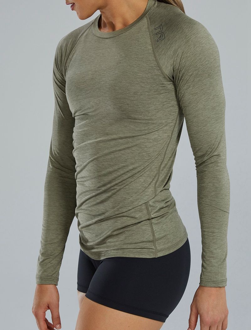 Olive Tyr Climadry™ Raglan Long Sleeve Women's T-Shirt | US-PHBA53467