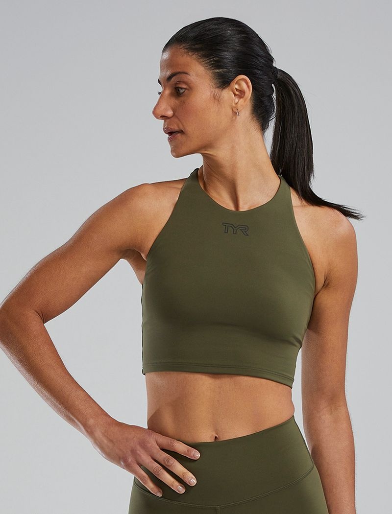 Olive Tyr Joule Elite™ High Neck Women\'s Sports Bra | US-WVZY41359