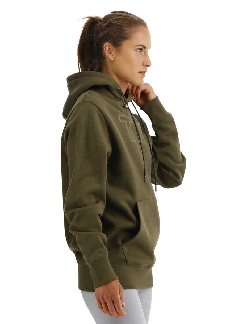 Olive Tyr Ultrasoft Big Logo Tech Women's Hoodie | US-GWYX24965