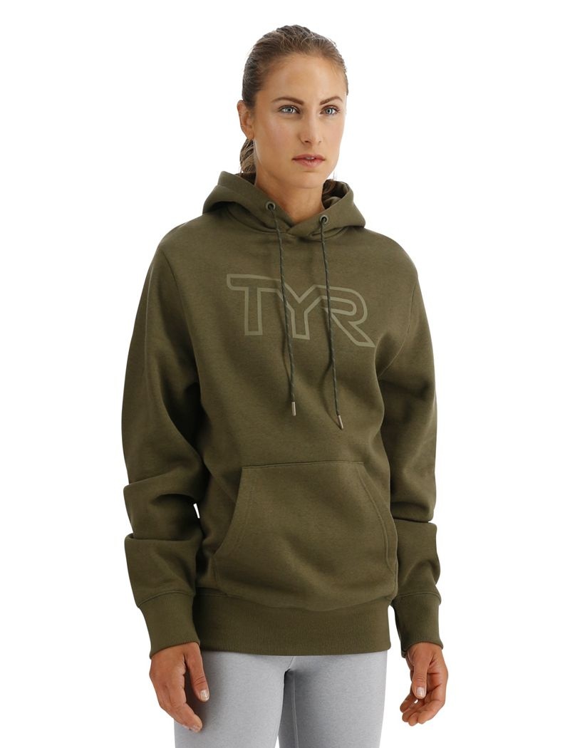 Olive Tyr Ultrasoft Big Logo Tech Women's Hoodie | US-GWYX24965