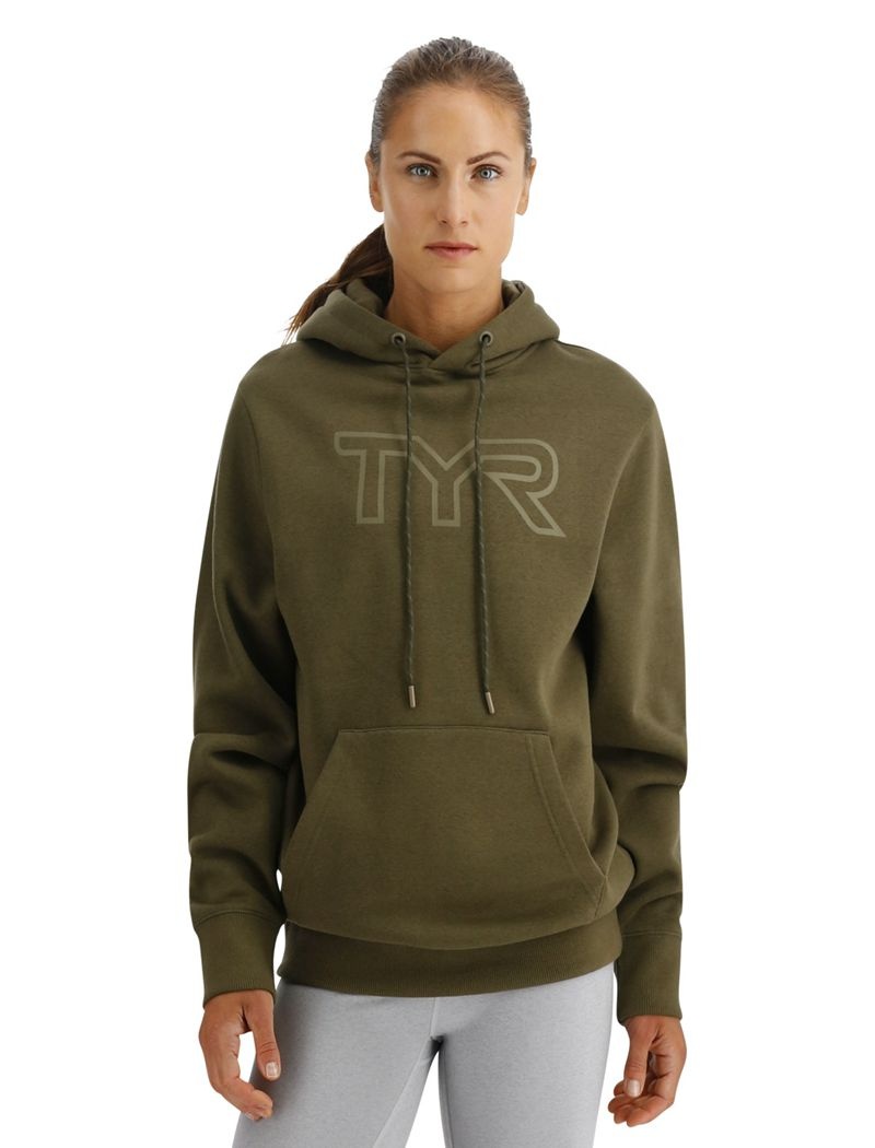 Olive Tyr Ultrasoft Big Logo Tech Women\'s Hoodie | US-GWYX24965