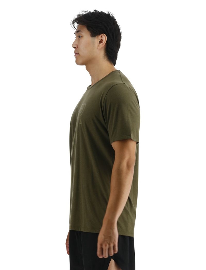 Olive Tyr Ultrasoft Big Logo Tri-blend Tech Men's T-Shirt | US-HAWY45197