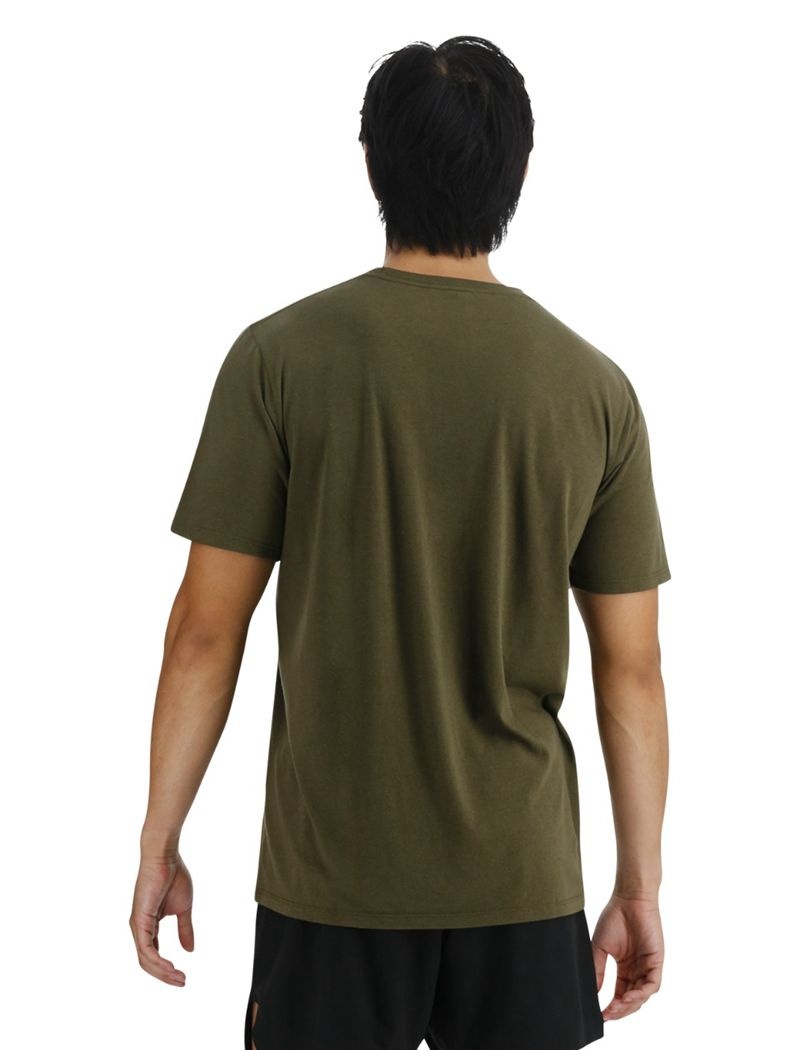 Olive Tyr Ultrasoft Big Logo Tri-blend Tech Men's T-Shirt | US-HAWY45197