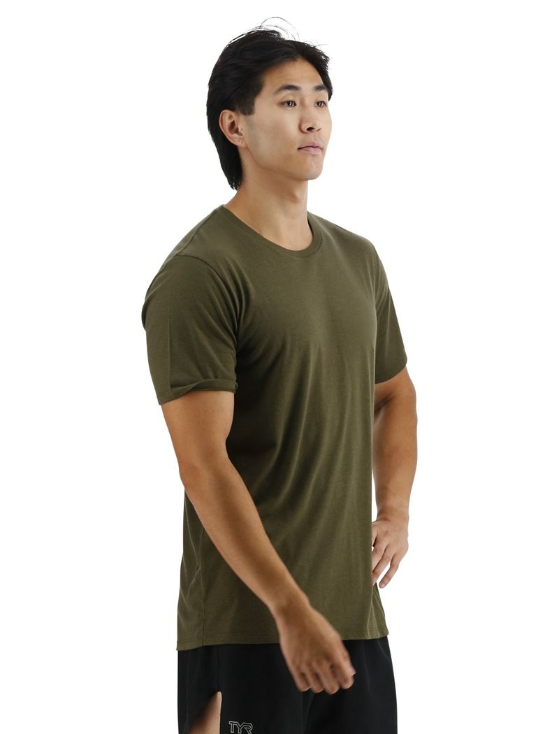 Olive Tyr Ultrasoft Lightweight Tech Men's T-Shirt | US-YAEM59348