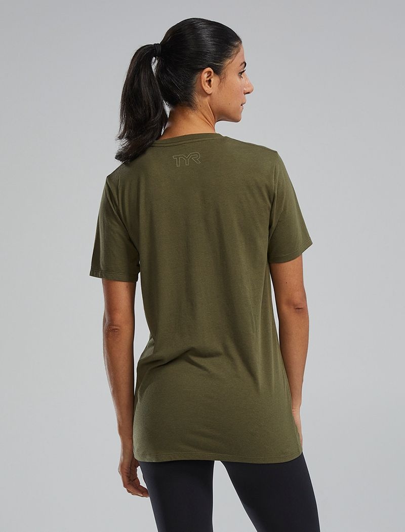 Olive Tyr Ultrasoft Lightweight Tri Blend Tech Women's T-Shirt | US-VLBD73280