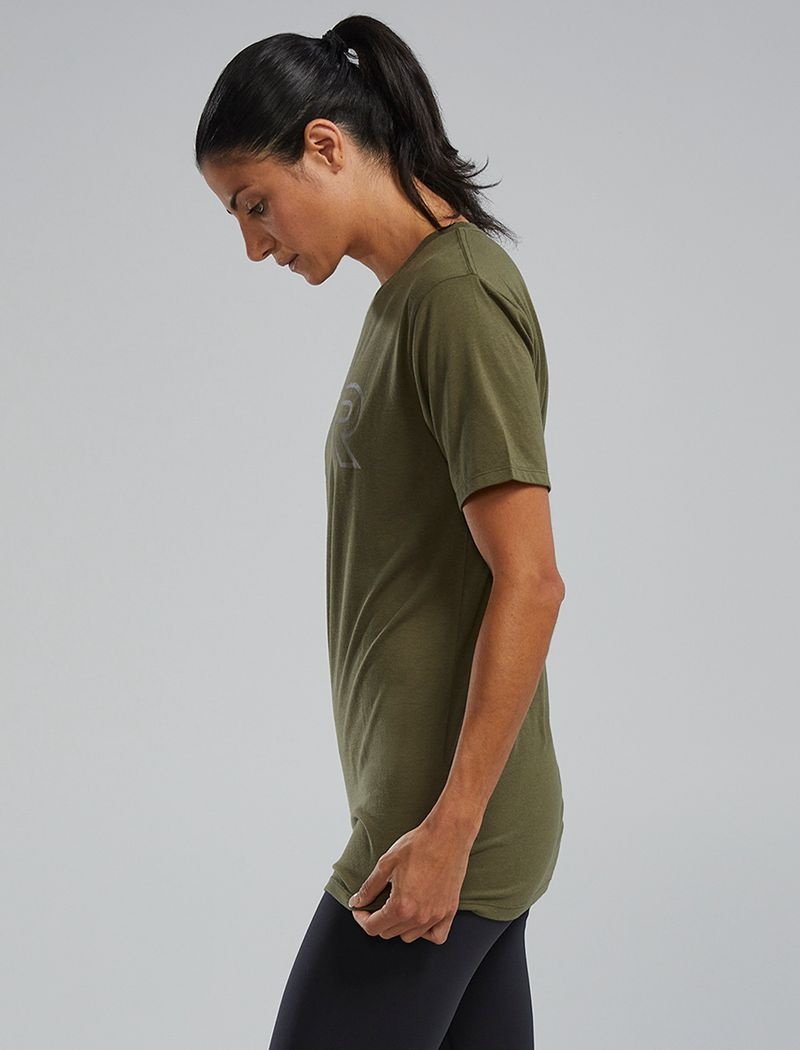 Olive Tyr Ultrasoft Lightweight Tri Blend Tech Women's T-Shirt | US-VLBD73280