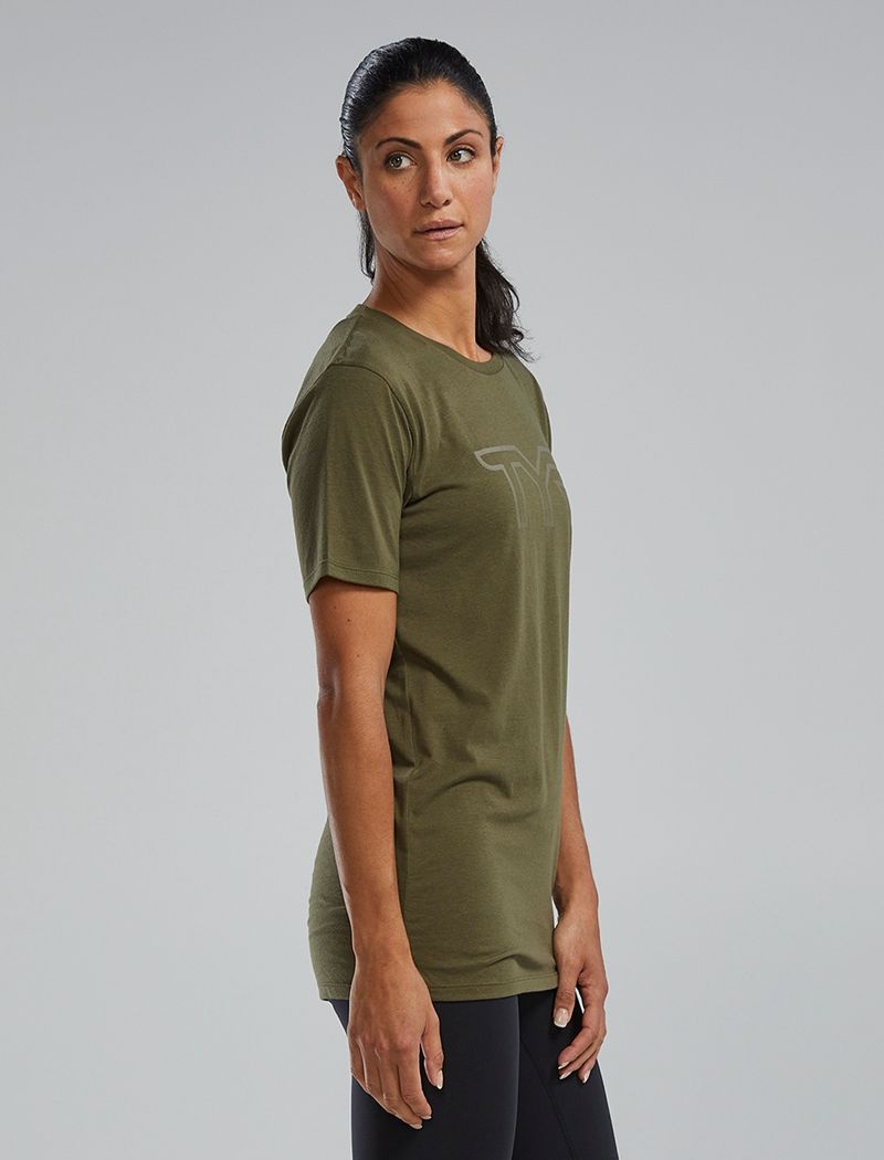 Olive Tyr Ultrasoft Lightweight Tri Blend Tech Women's T-Shirt | US-VLBD73280