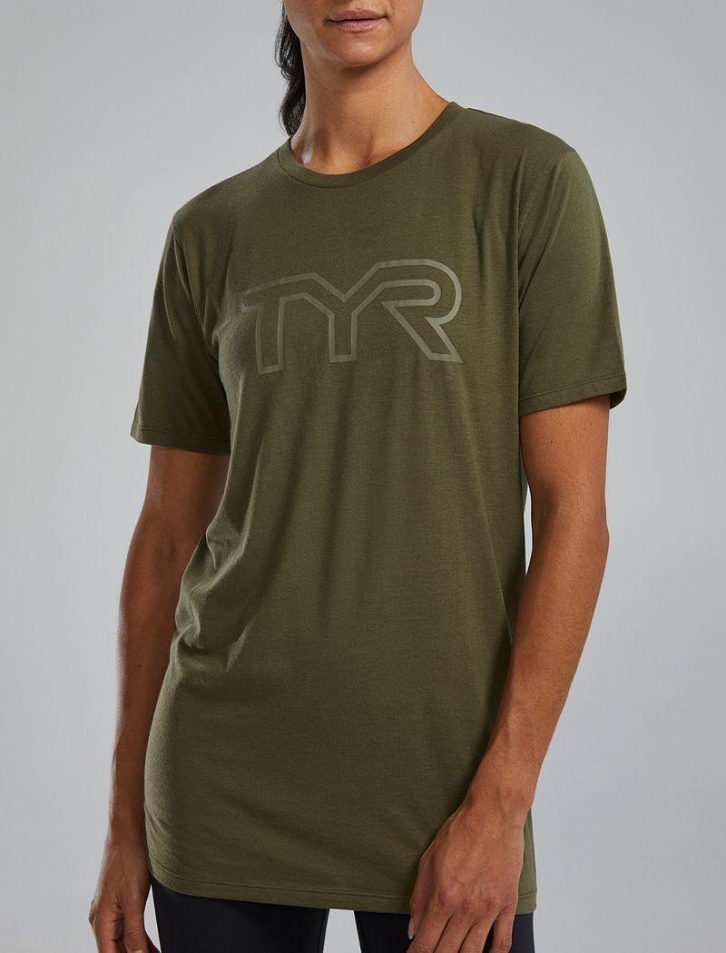 Olive Tyr Ultrasoft Lightweight Tri Blend Tech Women's T-Shirt | US-VLBD73280