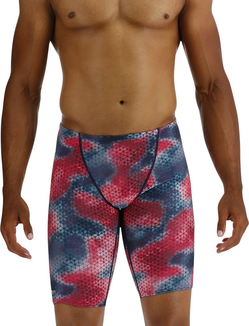 Pink / Navy Tyr Durafast Elite® Jammer Starhex Men\'s Swimsuit | US-QEZK60837