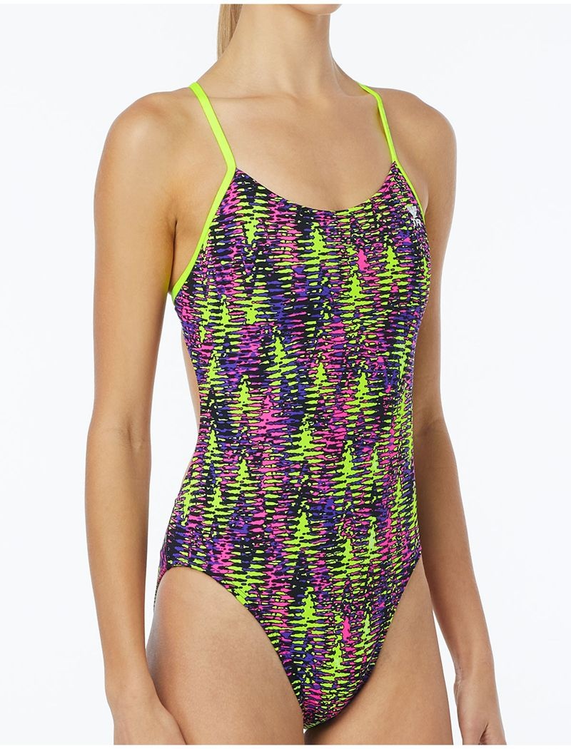 Purple / Green Tyr Durafast One® Cutoutfit Waikiki Women's Swimsuit | US-OQGN06187