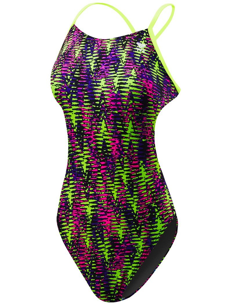 Purple / Green Tyr Durafast One® Cutoutfit Waikiki Women's Swimsuit | US-OQGN06187