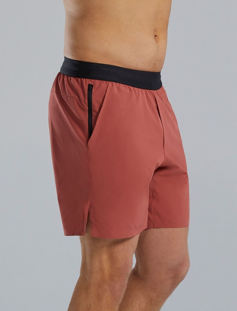 Red Brown Tyr Hydrosphere™ Unlined 7 Unbroken Big Logo Men's Shorts | US-BMTJ12735