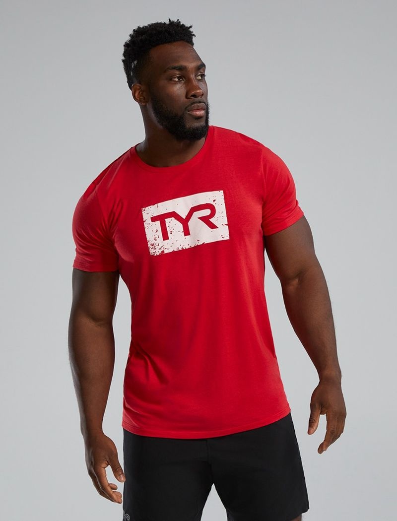 Red Tyr Ultrasoft™ Short Sleeve Graphic Distressed Men\'s T-Shirt | US-BYQM36792