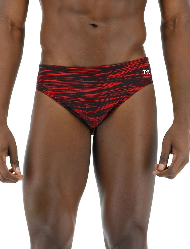 Red / Black Tyr Durafast Elite® Fizzy Men's Swimsuit | US-LXYR83497