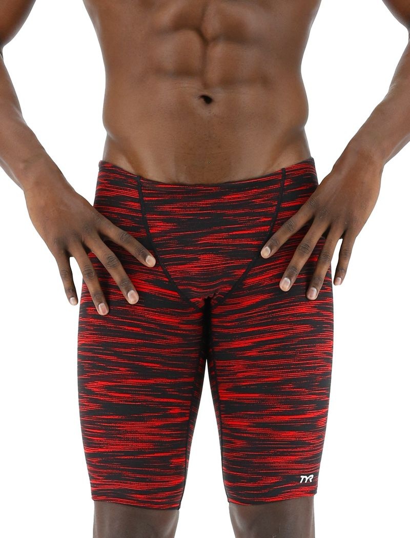 Red / Black Tyr Durafast Elite® Jammer Fizzy Men's Swimsuit | US-MUTK43026