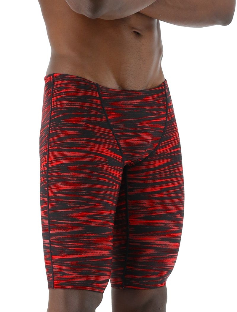 Red / Black Tyr Durafast Elite® Jammer Fizzy Men's Swimsuit | US-MUTK43026