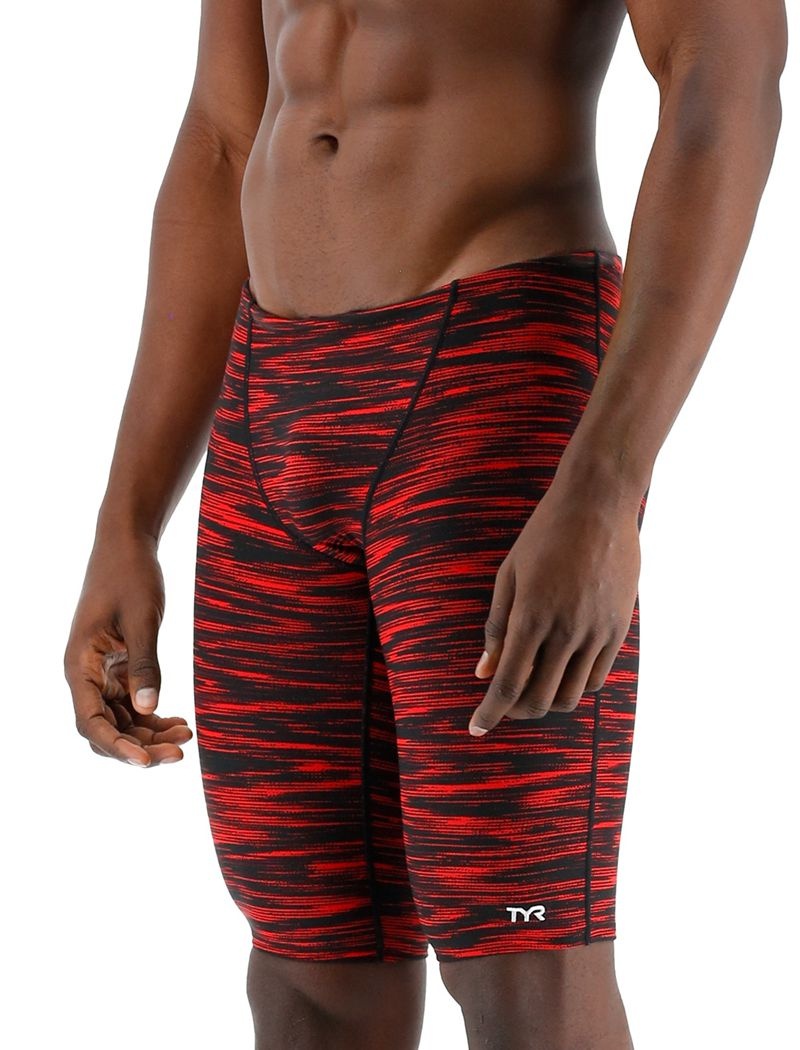 Red / Black Tyr Durafast Elite® Jammer Fizzy Men\'s Swimsuit | US-MUTK43026