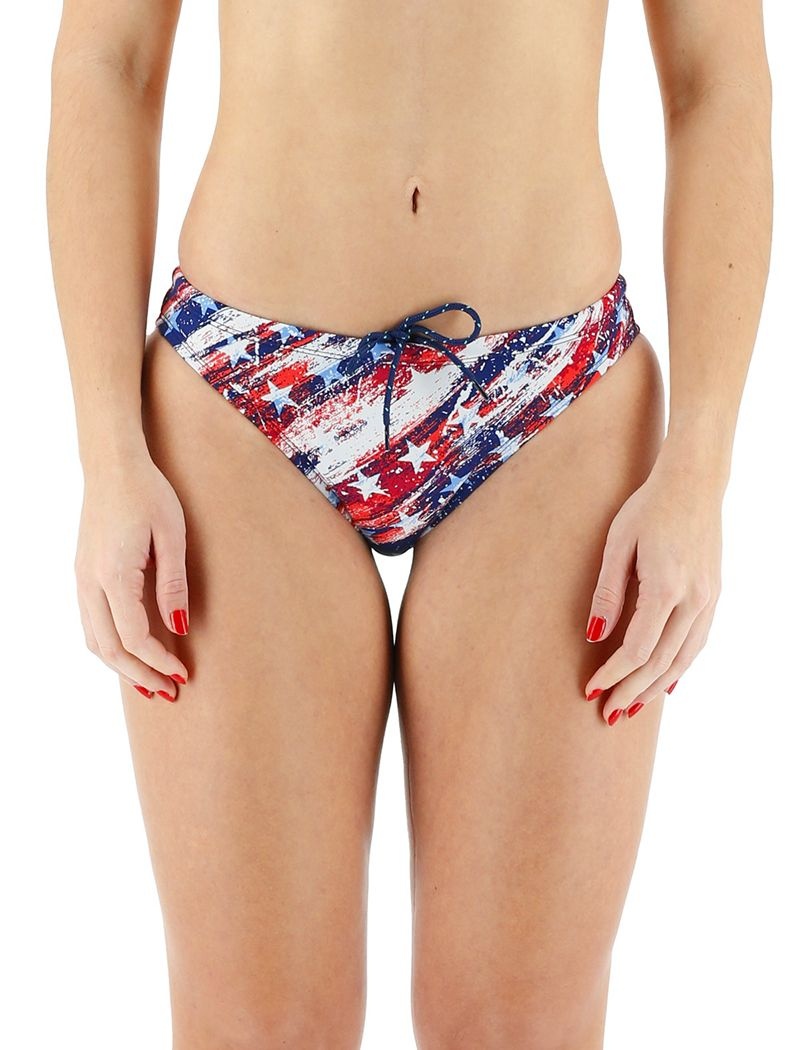 Red / Blue / White Tyr Durafast One® Classic Homeland Women\'s Bikini Bottom | US-NMEO12965