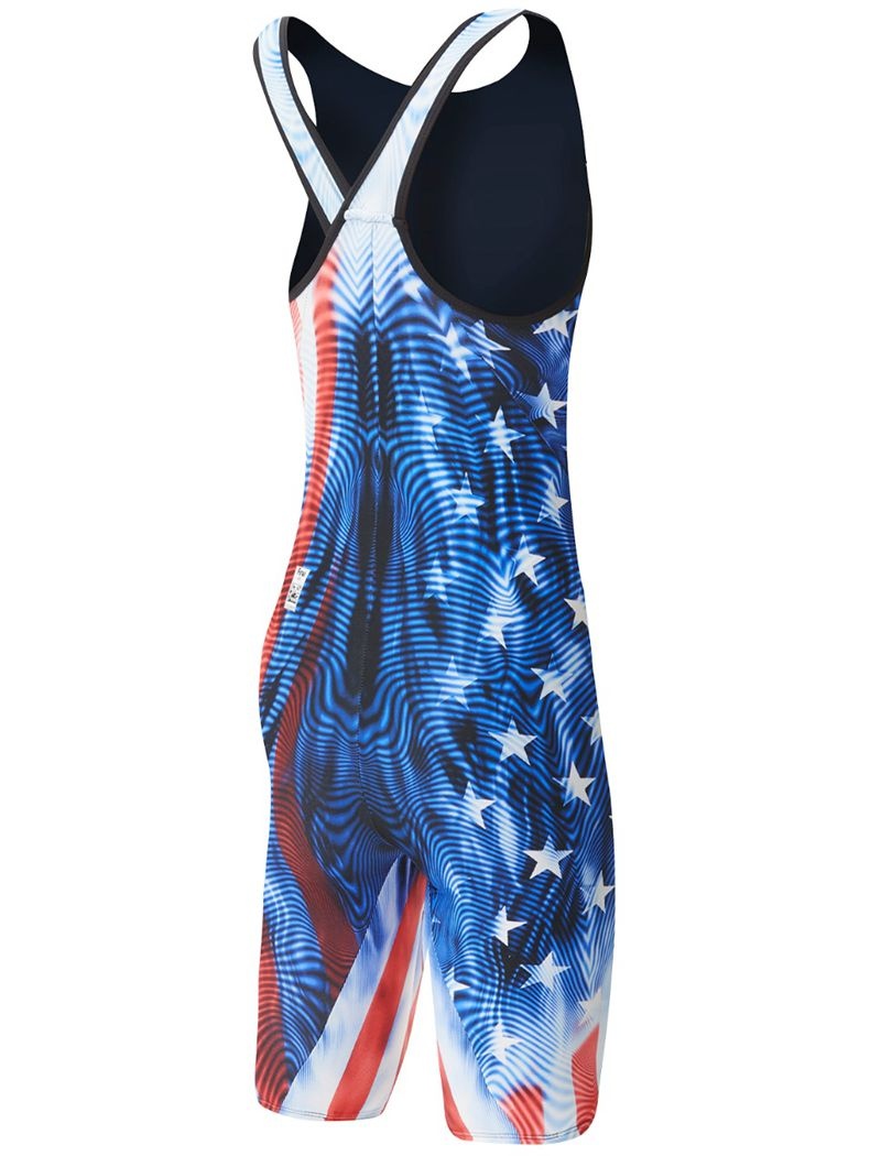 Red / Blue / White Tyr Venzo™ Closed Back Genesis Usa Women's Swimsuit | US-FPTB83904