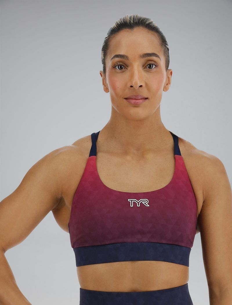 Red / Navy Tyr Base Kinetic™ Dual Strap Women\'s Sports Bra | US-CTOK18623