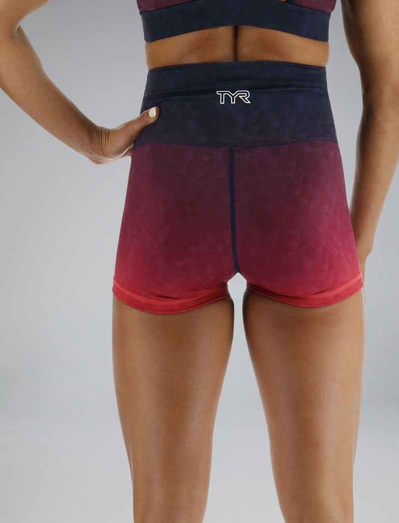 Red / Navy Tyr Base Kinetic™ High-rise 2 Women's Shorts | US-POTR82731