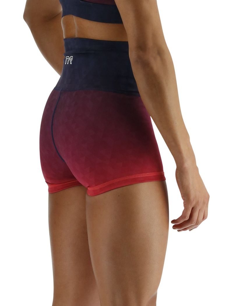 Red / Navy Tyr Base Kinetic™ High-rise 2 Women's Shorts | US-POTR82731