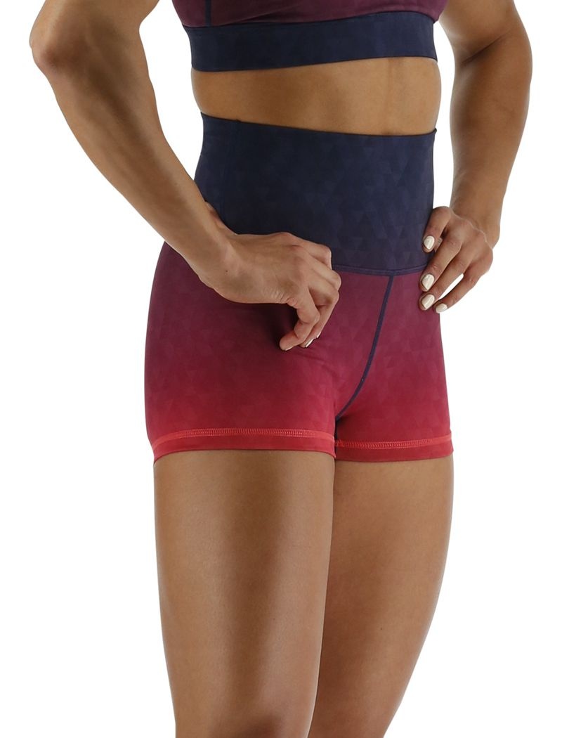 Red / Navy Tyr Base Kinetic™ High-rise 2 Women's Shorts | US-POTR82731