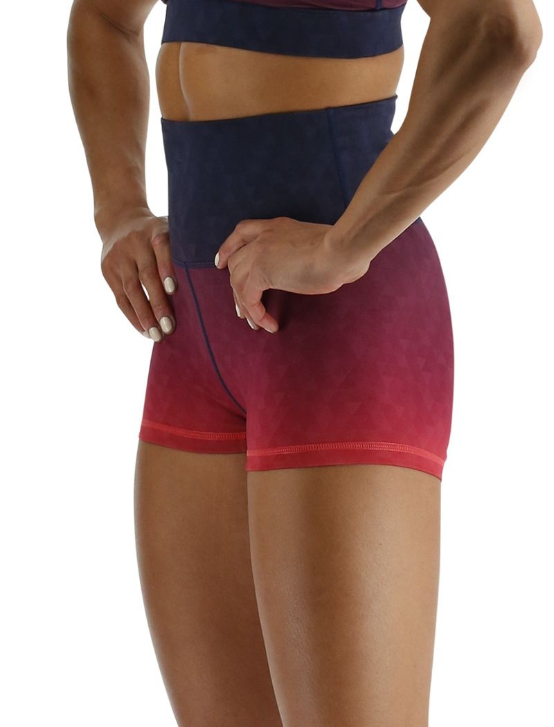 Red / Navy Tyr Base Kinetic™ High-rise 2 Women's Shorts | US-POTR82731