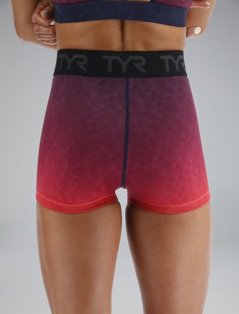 Red / Navy Tyr Base Kinetic™ Mid-rise 2 Logo Women's Shorts | US-MQKI23167