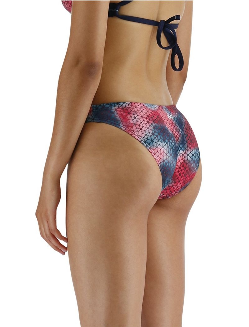 Red / Navy Tyr Durafast Elite® Classic Full Coverage Starhex Women's Bikini Bottom | US-JIBQ75306